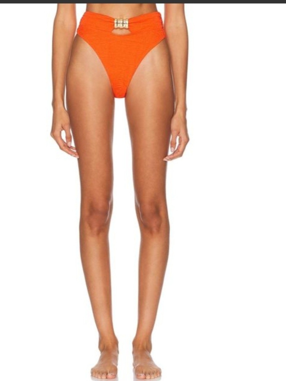 La Porte Women's Orange Kate Pinch Hardware Bikini Bottom